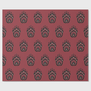 Folk Art Bear Paw Wrapping Paper