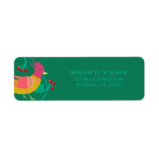 Folk Art Bird and Red Berries Holiday