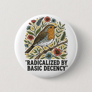 Folk Art Bird Illustration for Social Justice  6 Cm Round Badge