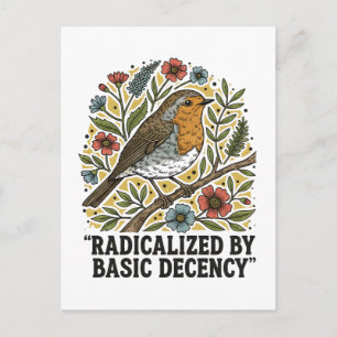 Folk Art Bird Illustration for Social Justice Announcement Postcard