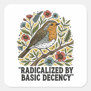 Folk Art Bird Illustration for Social Justice Square Sticker