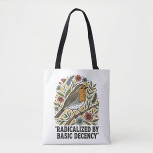 Folk Art Bird Illustration for Social Justice Tote Bag