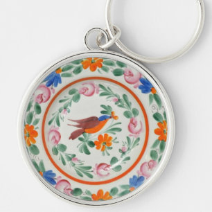 Folk Art Bird Key Ring