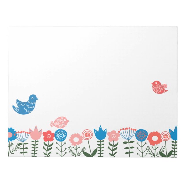 Folk Art Birds and Flowers Notepad (Front)
