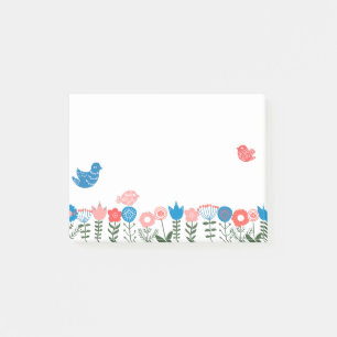 Folk Art Birds and Flowers Post-it® Notes