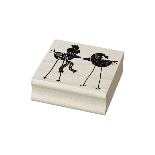 folk art birds art stamp (Stamp)