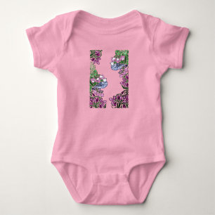 Folk Art Birds Flowers Acorns Baby Bodysuit