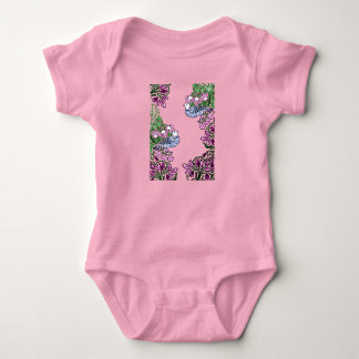 Folk Art Birds Flowers Acorns Baby Bodysuit