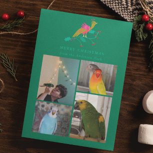 Folk Art Birds Photo Collage Holiday Card