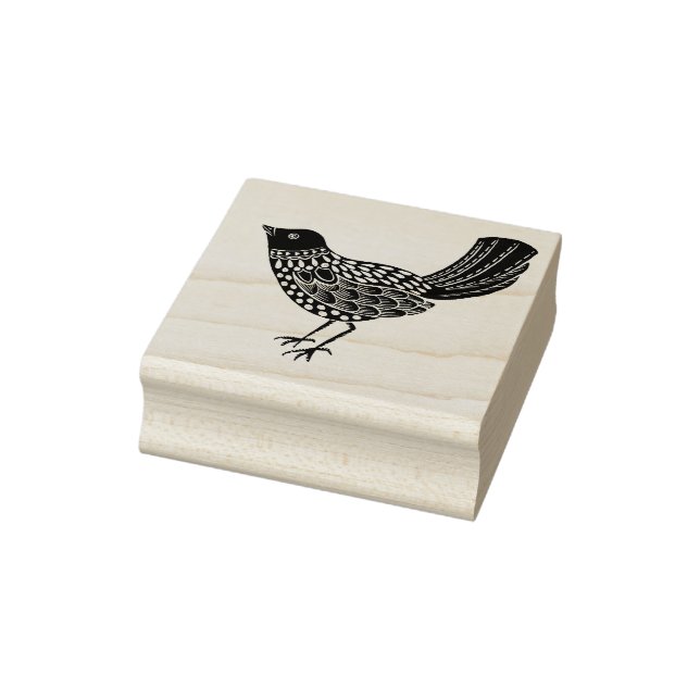 Folk Art Blackbird Rubber Stamp (Stamp)