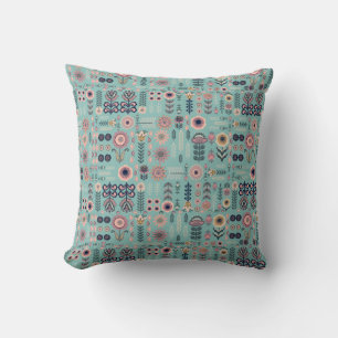 Folk Art Botanical Seamless Pattern Cushion