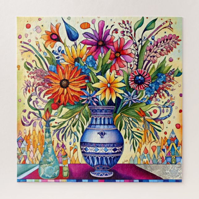 Folk Art Bouquet Puzzle (Vertical)