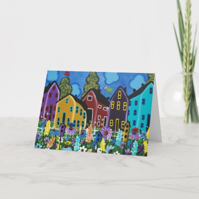 FOLK ART Busy Bee BY LORI EVERETT greeting cards (Front)