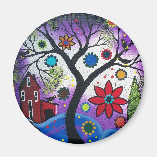 FOLK ART BY LORI EVERETT Rainbow Twilight Magnet (Front)