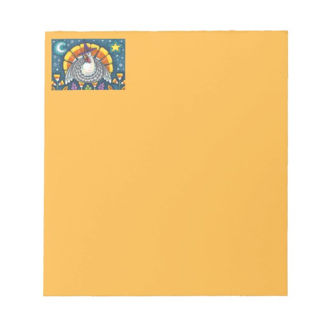 FOLK ART CANDY CORN TURKEY PILGRIM, THANKSGIVING NOTEPAD (Front)