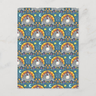 FOLK ART CANDY CORN TURKEY PILGRIM, THANKSGIVING POSTCARD