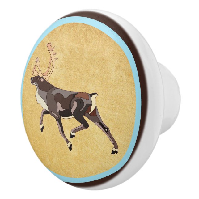 Folk Art Caribou/Reindeer Ceramic Knob (Right)