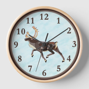 Folk Art Caribou/Reindeer Clock