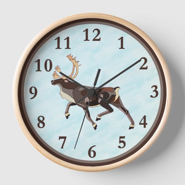 Folk Art Caribou/Reindeer Clock (Front)