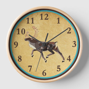 Folk Art Caribou/Reindeer Clock