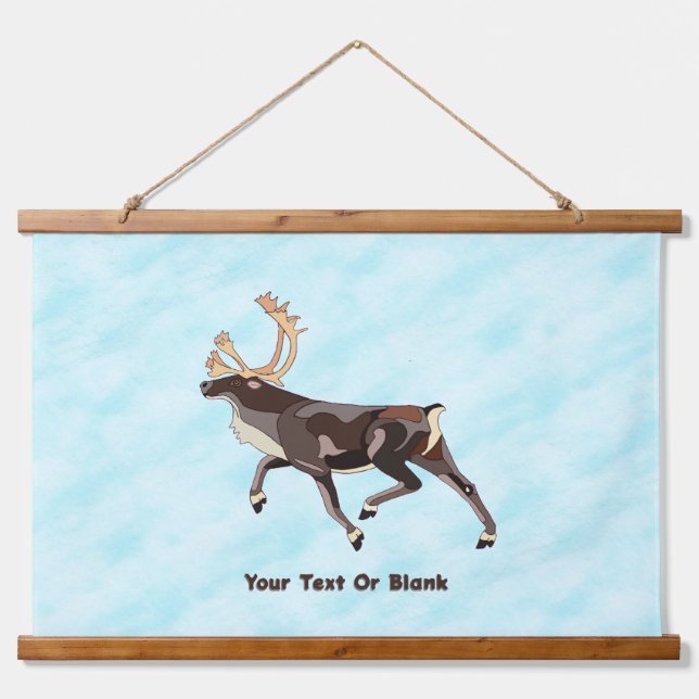 Folk Art Caribou/Reindeer Hanging Tapestry (Front)