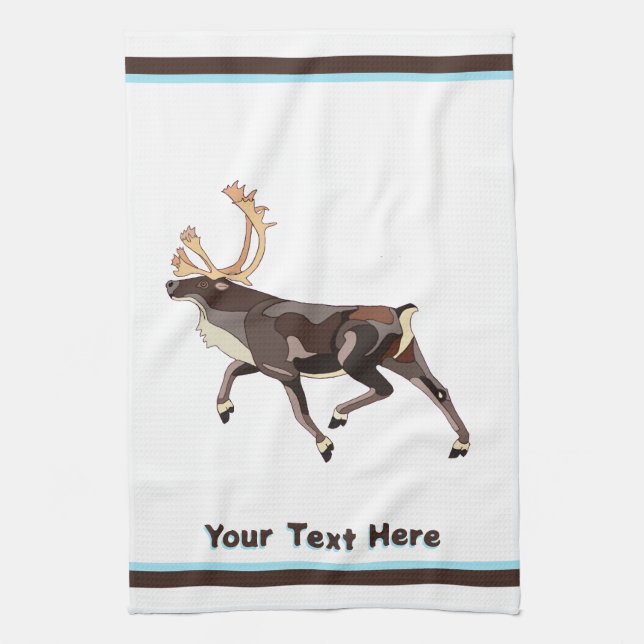 Folk Art Caribou/Reindeer Tea Towel (Vertical)