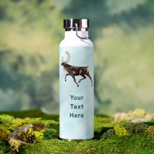 Folk Art Caribou/Reindeer Water Bottle