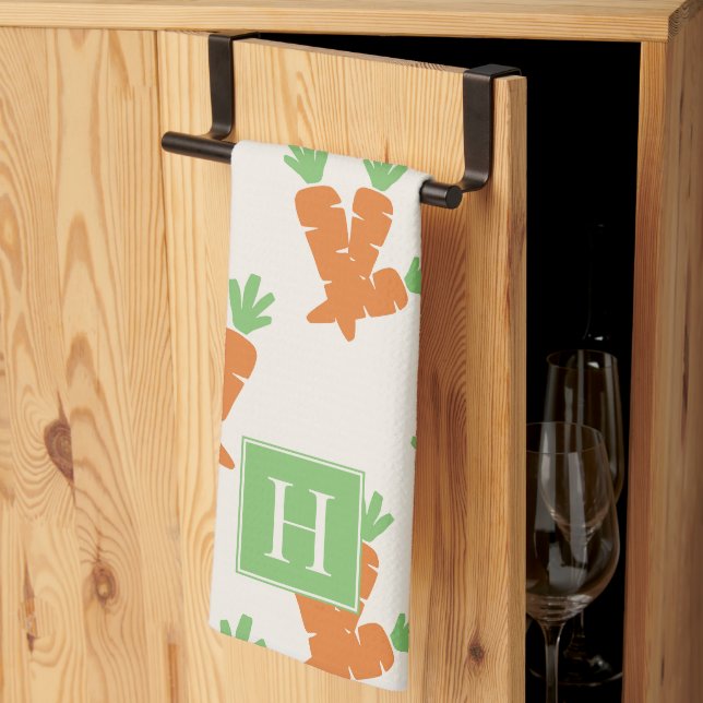 Folk Art Carrot Scatter Tea Towel (Thirds Fold)