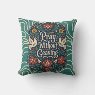 Folk Art Christian Dove Floral Vintage Farmhouse Cushion