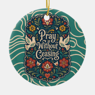 Folk Art Christian Keepsake Vintage Christmas Tree Ceramic Tree Decoration