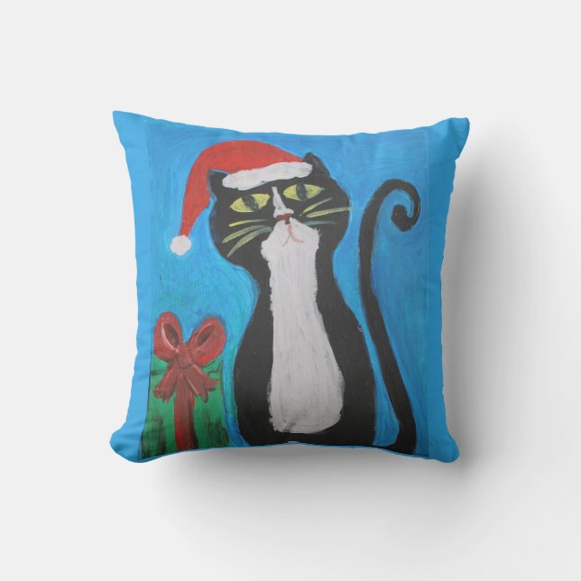 Folk Art Christmas Cat Cushion (Front)