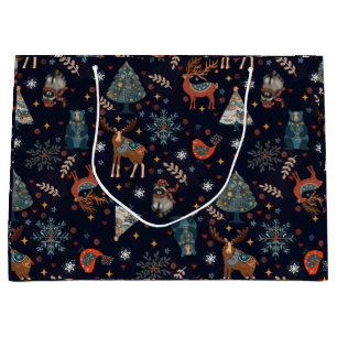 Folk Art Christmas  Large Gift Bag