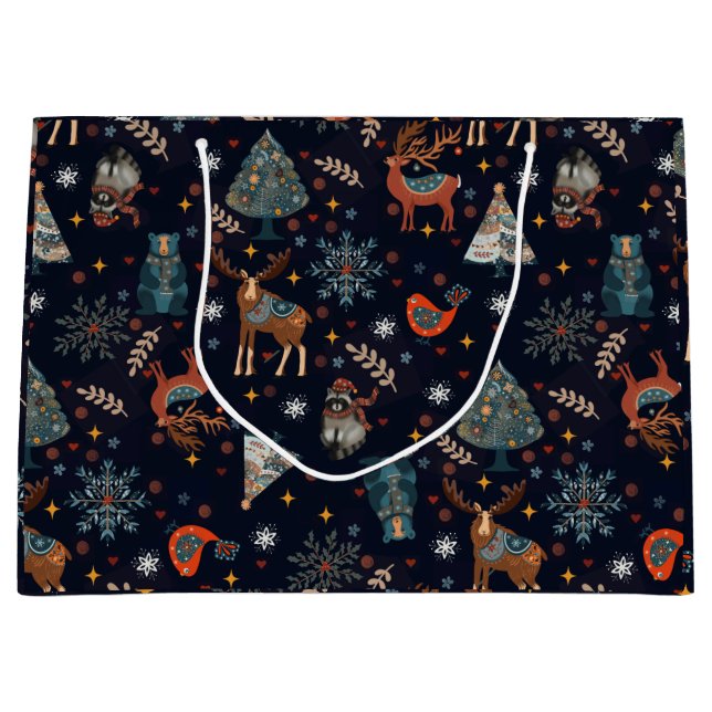Folk Art Christmas  Large Gift Bag (Front)