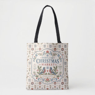 Folk Art Christmas Market Tote Bag