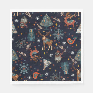 Folk Art Christmas Napkin