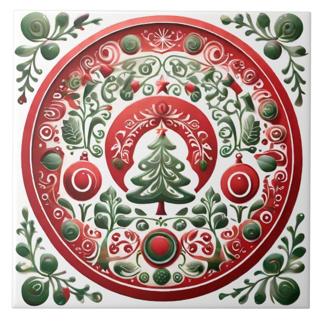 Folk Art Christmas  Tile (Front)