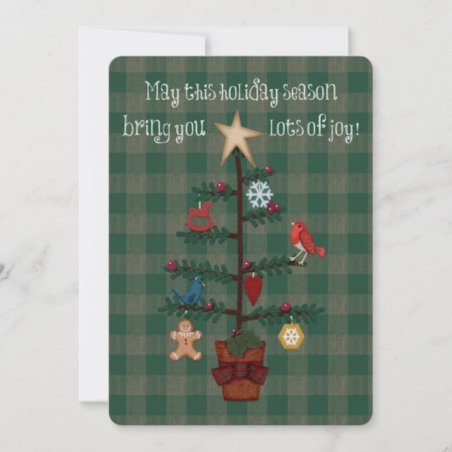 Folk Art Christmas Tree Holiday Card (Front)