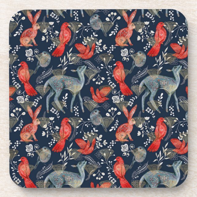 Folk Art Coasters with Faux Diamonds (Front)