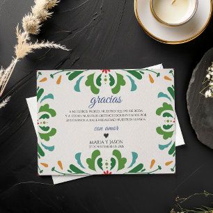 Folk Art Colorful Floral Fiesta Spanish Wedding Thank You Card