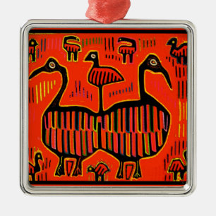 Folk Art Colourful Birds Metal Tree Decoration