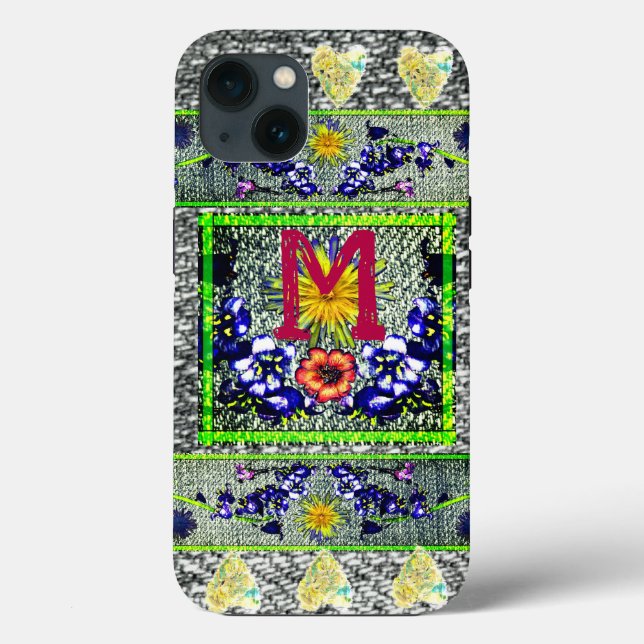 Folk Art Denim initial Hippie Case-Mate iPhone Case (Back)
