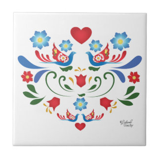 Folk-Art Design Ceramic Tile