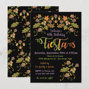 Folk Art Embroidery Mexican Fiesta Birthday Invitation