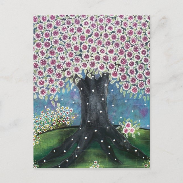 FOLK ART Falling Pearls BY LORI EVERETT postcard (Front)