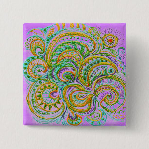 Folk Art Fantasy Pattern 15 Cm Square Badge
