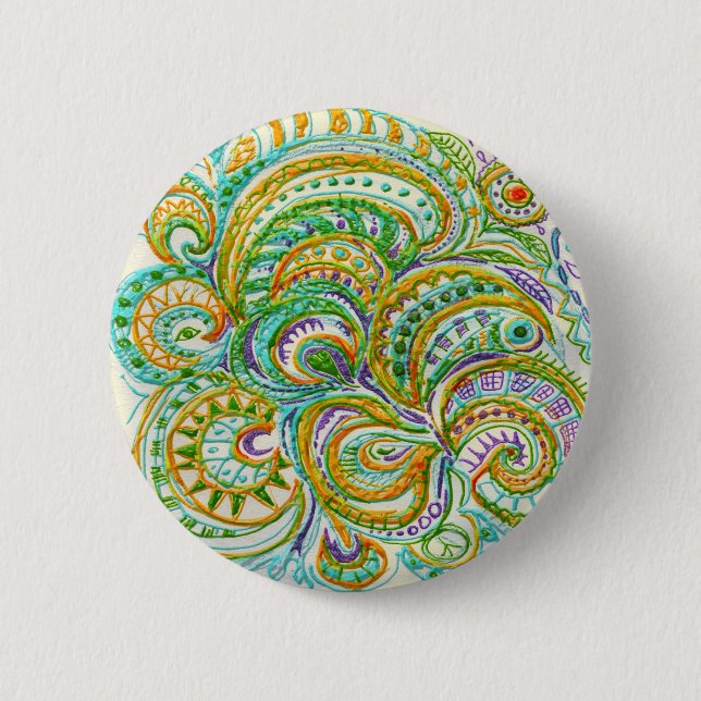 Folk Art Fantasy Pattern 6 Cm Round Badge (Front)