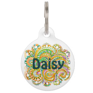 Folk Art Fantasy Pattern Pet Tag