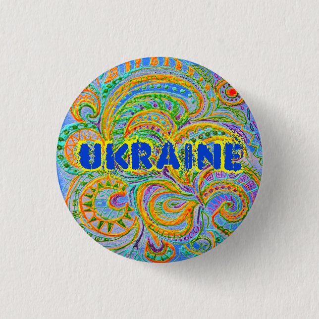 Folk Art Fantasy Pattern Ukraine Keychain 3 Cm Round Badge (Front)