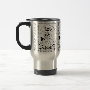 FOLK ART FARM ANIMALS SHEEP PIG ROOSTER Primitive Travel Mug