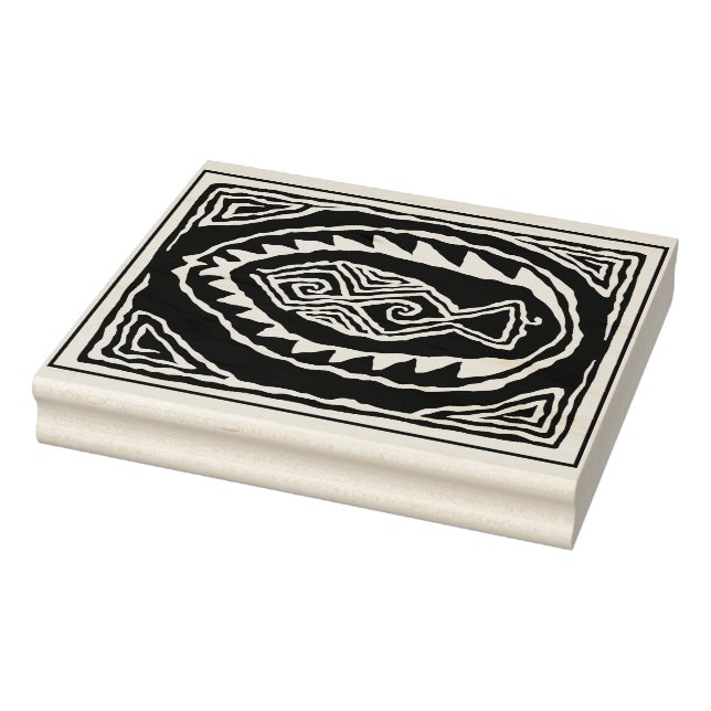 Folk Art Fish Design Rubber Stamp for Clay (Stamp)